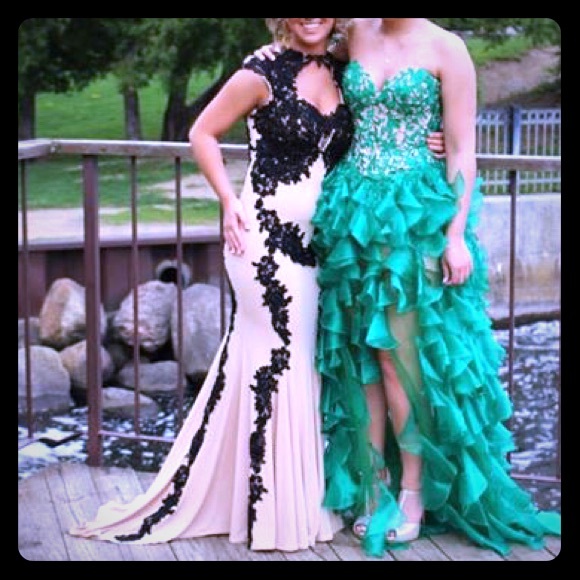 Black Lace Prom Dress Cream